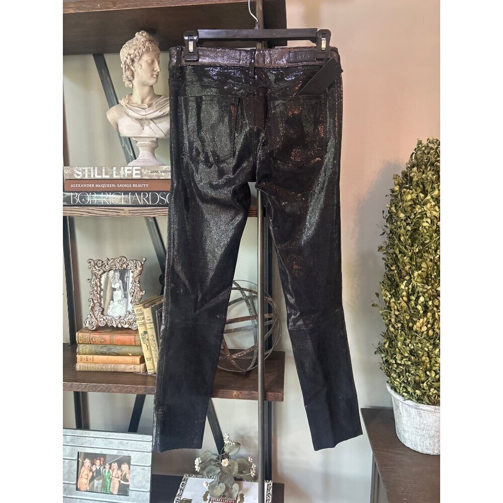 RTA Leather Ryland Two Toned Snake Skin Leather Pant Blackness Lit Womens Size 2 - Picture 4 of 7